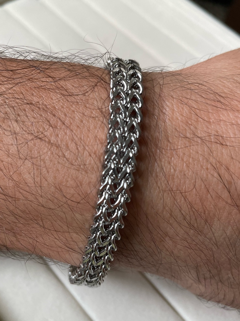 NEW Silver Stainless Steel Men's Braided Chain Bracelet B04-01